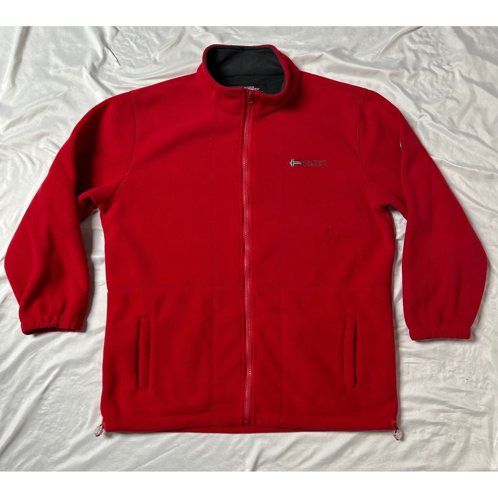 Outdoor Norway Expedition Team Red Full Zip Fleece Jacket Mens XXL Mock Neck